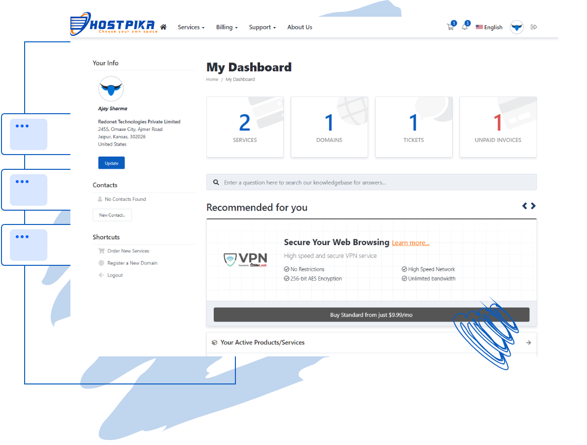 Single place to manage all your hosting needs