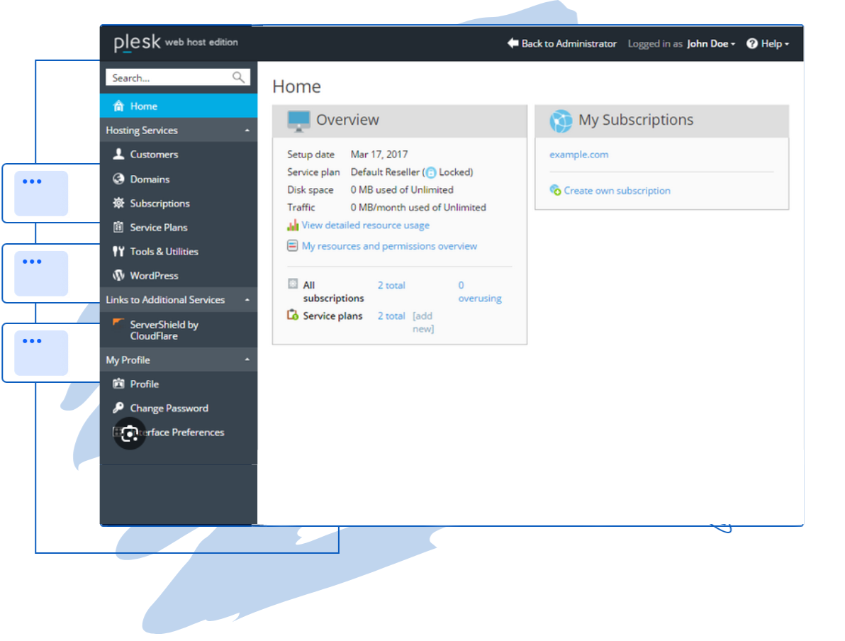 Plesk control panel to manage hosting